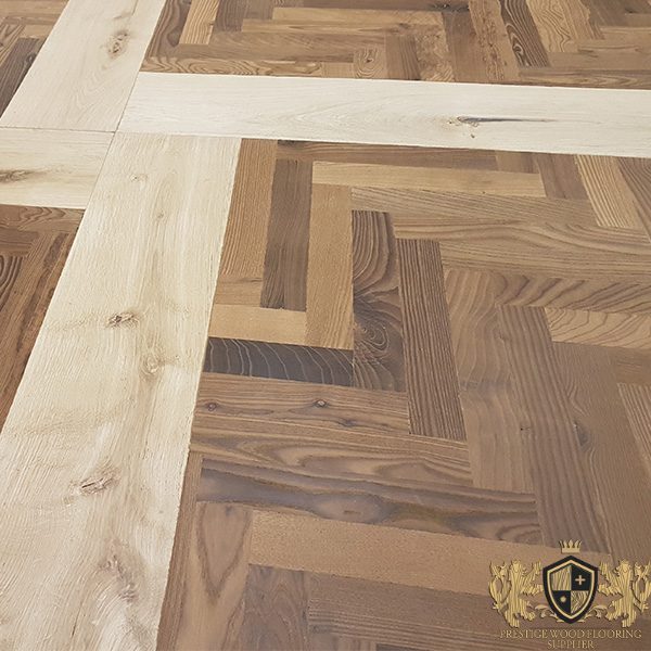 300x55mm Unfinished Ash Parquet Herringbone Wood Flooring Block 21mm Thickness