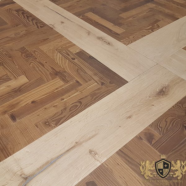 360x60mm Unfinished Ash Parquet Herringbone Wood Flooring Block 21mm Thickness