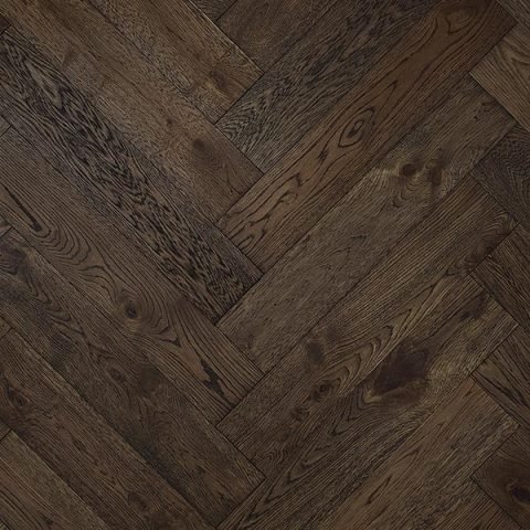 600 x 120mm Herringbone NERO Euro Oak Rustic UV Oiled Matt 12mm Thickness